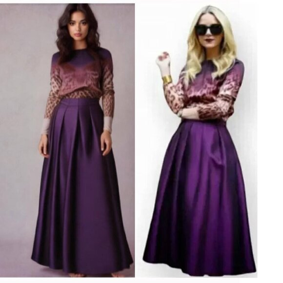 PURPLE Floor Length Skirt Ball Evening Holiday Skirt - Picture 1 of 11